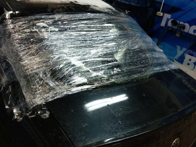 Установка заднего стекла Skoda Super B 5D HB 2008-